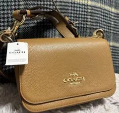 【新品タグ付き】COACH コーチ ロゴ入り ショルダーバッグ レザー ブラウン