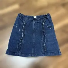 プティマイン　デニムフリルスカート 110