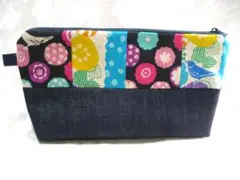 echinoエチノパッチワークデニムポーチ①　ハンドメイド