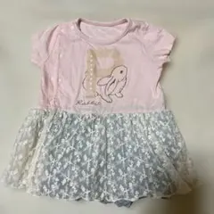 ウサギプリントのロンパース 80cm