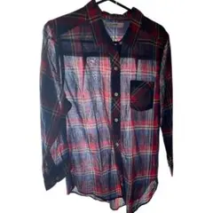 BACK NUMBER チェック柄 透け感のある長袖シャツ M