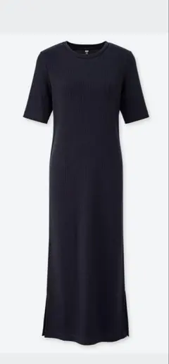 ユニクロ　リブワンピース　M ネイビー