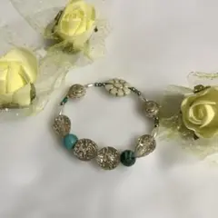 【ハンドメイド】エスニック風✿アクリル×ゴールド ブレスレット