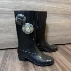 CHANEL シャネル レインブーツ 長靴 シルバーラメ入りのサムネイル