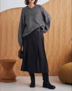 ミラオーウェン　バックル付き　プリーツスカート