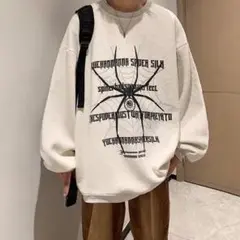 ライトグレー XL 【レア】トレーナー 韓国 スパイダー ビッグシルエット