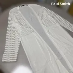 ポールスミス ロングニットカーディガン 白 M シアーデザイン