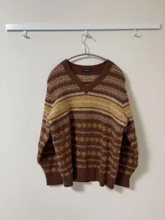 BURBERRY Vネックセーター Mサイズ ブラウン系