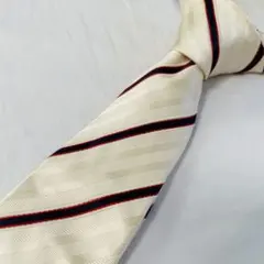 3本で1本プレゼント！アイボリー ストライプ シルクネクタイ