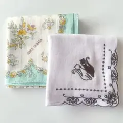 【2枚セット】JUNKO SHIMADA 花柄ハンカチ　ガーゼハンカチ