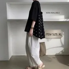 ドット柄 水玉 シャツ ゆったりリボン トップス ブラウス 大きめ XL