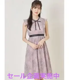 ✨セール企画✨トッコクローゼット　フラワーレースプチフリルネックワンピースドレス