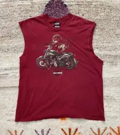 希少2XL Harley-Davidson ノースリーブ Tシャツ バーガンディのサムネイル