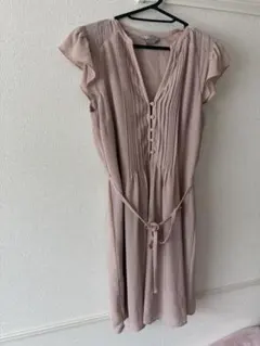 H&M シフォンワンピース ピンクベージュ 半袖