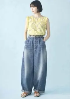 極美品♡mina perhonen every day バルーンワイドデニム38のサムネイル
