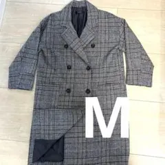 【美品】グレンチェック ダブルチェスターコート