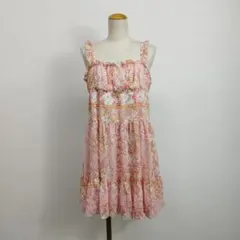 リズリサ キャミ ワンピース ピンク ジュエリー 花柄 姫カジ Y2K 古着