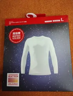 ユニクロ　ウルトラウォームクルーネックT　超極暖　L　オフホワイト　ヒートテック