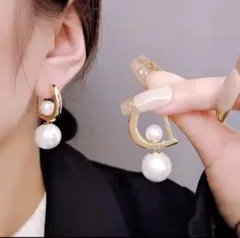 DIOR ロゴ 両耳ピアス 3way ゴールド ホワイト