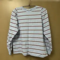 長袖Tシャツ　水色×赤　ボーダー