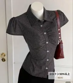 SHEIN カジュアルブラウス チェック ブラウン