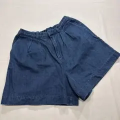 デニムハーフパンツ インディゴブルー　M レトロガール　キュロットパンツのサムネイル