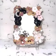 B8 月夜と桜の華やかトレカケース キラキラ盛りデコ ホイップデコ ハンドメイド