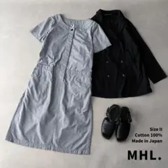 美品 MHL. マーガレットハウエル 千鳥格子 半袖 ワンピース コットン Ⅱ
