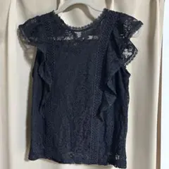 INGNI ブラックレース ノースリーブシャツ フリル袖