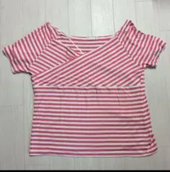半袖カットソー ボーダー カシュクール L LL 部屋着 出産準備 授乳服にものサムネイル
