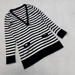 《 BALLSEY ボールジィ 》 ボーダー 黒 白 ニット チュニック Mのサムネイル
