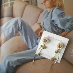 2way♡スワロフスキーとパールの大人のお花ピアス