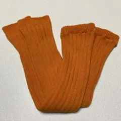 オレンジ リブ編み アームカバー レッグウォーマー