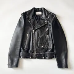 セリーヌ　ダブルライダースジャケット　レザー　黒　ブラック　44サイズ　エディ期のサムネイル