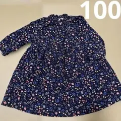 セラフ　長袖　花柄ワンピース 100cm
