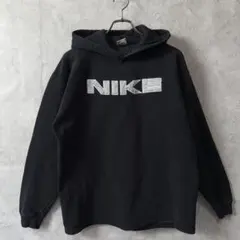 90s NIKE カナダ製 白タグ スウェットパーカー ビッグロゴ 黒 L古着