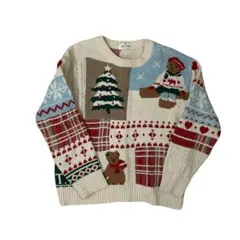 GEN×DER クリスマス パッチワーク ニット セーター