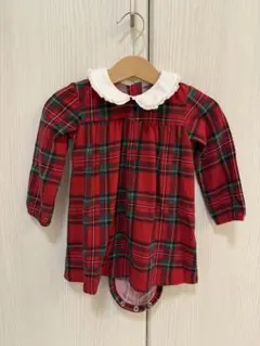 H&M 赤チェック　クリスマス　ロンパース　74㎝