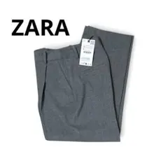 新品ZARAタック入りワイドパンツ　グレー XS