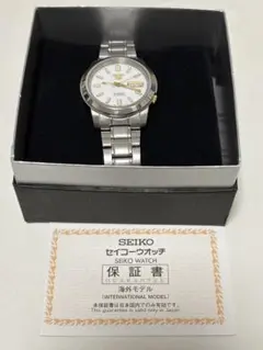 SEIKO5 SNKK07K1 白文字盤ゴールドアクセント 付属品完備　美品のサムネイル