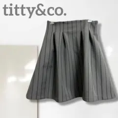 k3【ティティーアンドコー】フレアミニスカート/美品 ストライプ グレー 可愛い