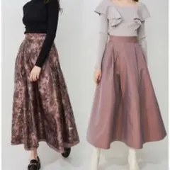 MERCURYDUO オーガンジーフラワーリバーシブルフレアスカート
