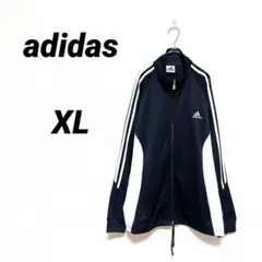 希少 XL 00s アディダス トラックジャケット 黒×白 パフォーマンスロゴ