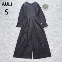 アウリィ　AULI　オールインワンワイドパンツ　長袖　黒　S　上品　秋コーデ
