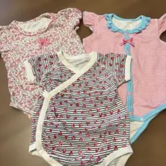 肌着70 女の子　ピンク　花柄　ハート