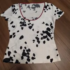 ダルメシアン柄 半袖Tシャツ レッドパイピングのサムネイル