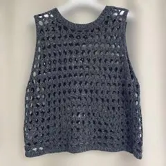 AUNT MARIE'S メッシュニットベスト グレー Fサイズのサムネイル