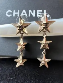 希少品 CHANEL 星型ドロップピアス ゴールド