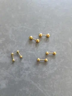 ゴールドカラー ボールピアス 両耳用 3ペアセット