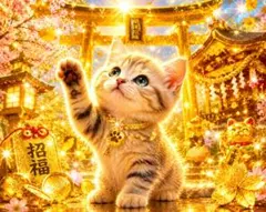 黄金の猫 肉球チャーム付き イラストプリント写真L2サイズ - メルカリ